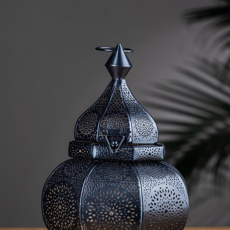 Vintage Indian Iron Tea Light Lantern; Antique Outdoor Decorations