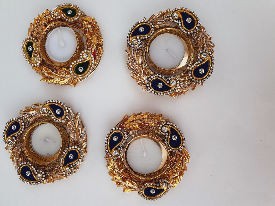 Tealights With Gota Frill For Diwali